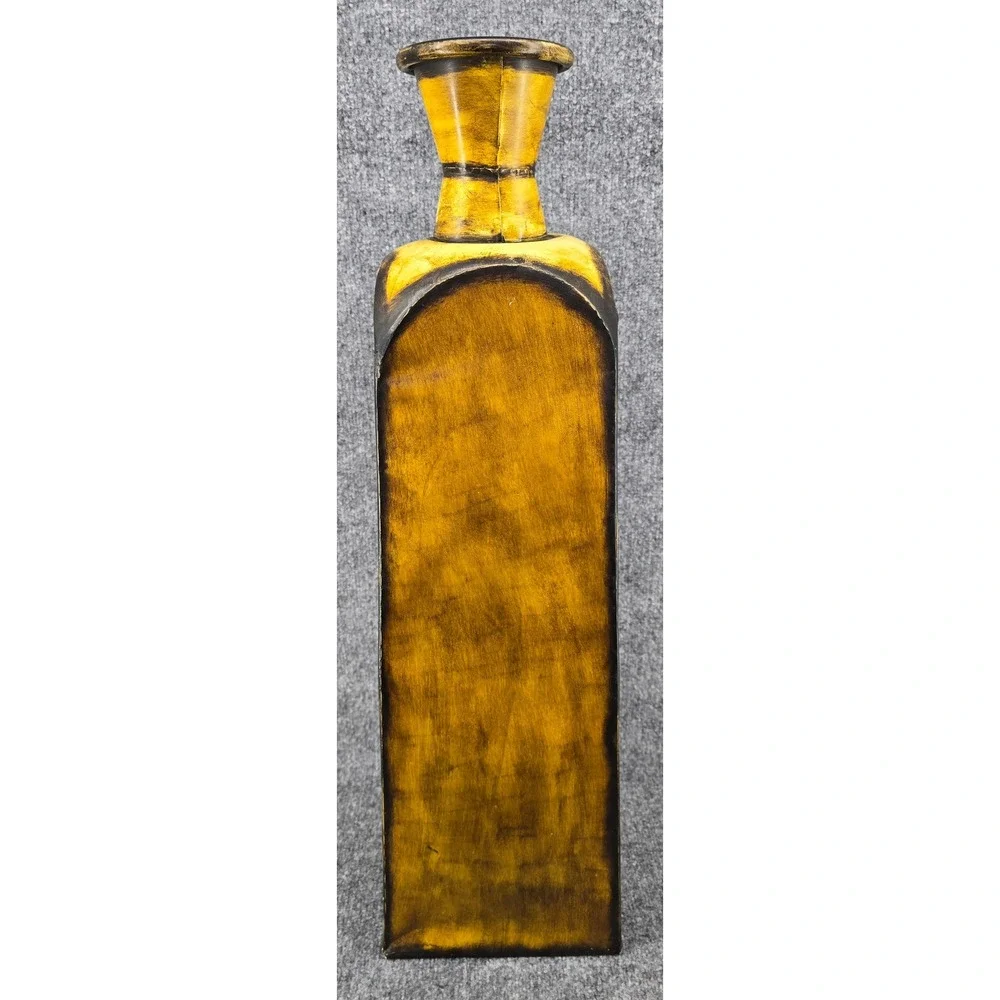 Embossed Metal Floor Vase Yellow Distressed Large 30